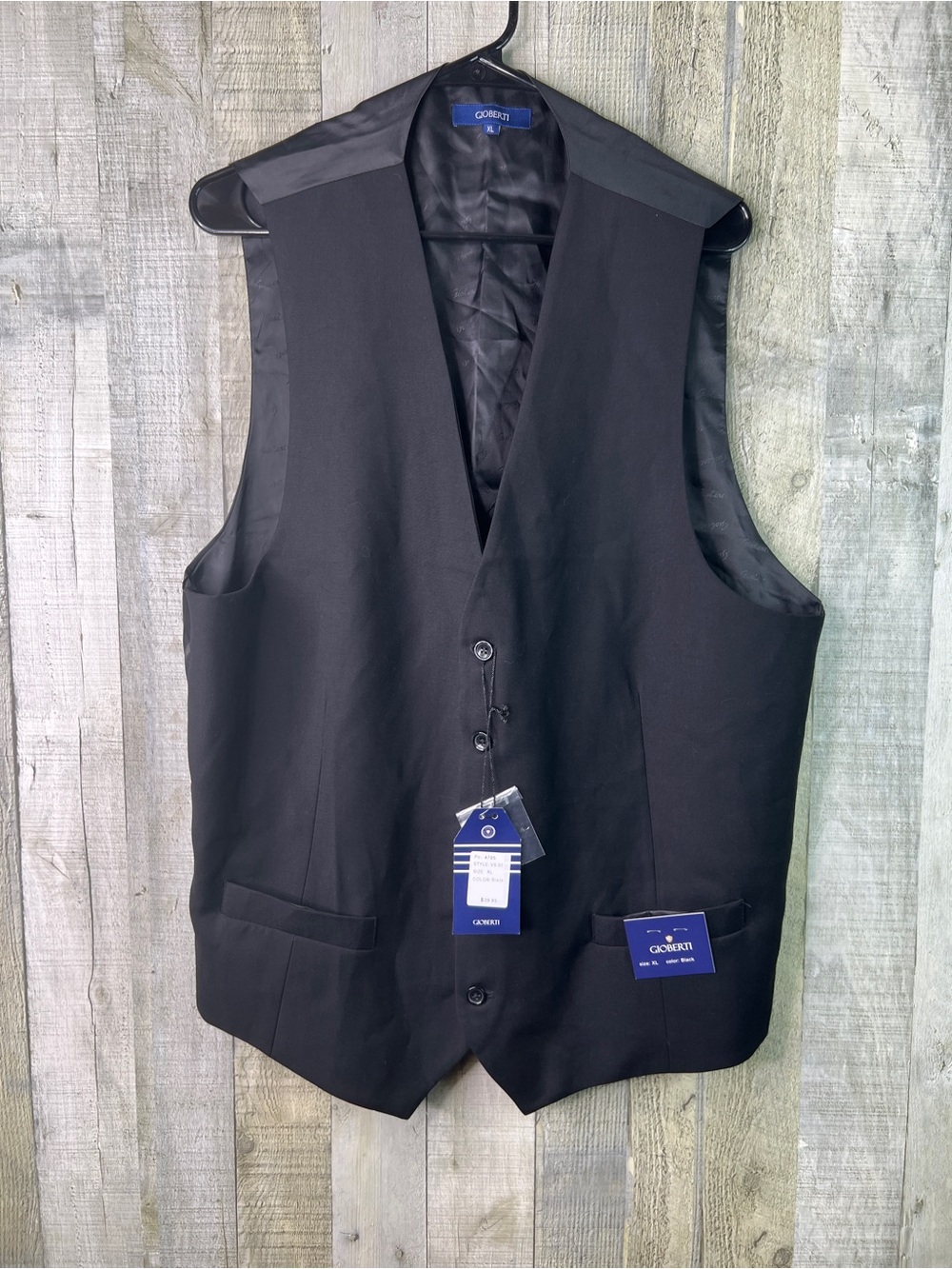 Gioberti XL Black Vest with Front Pocket & Back Cinch To make Loose or Tight